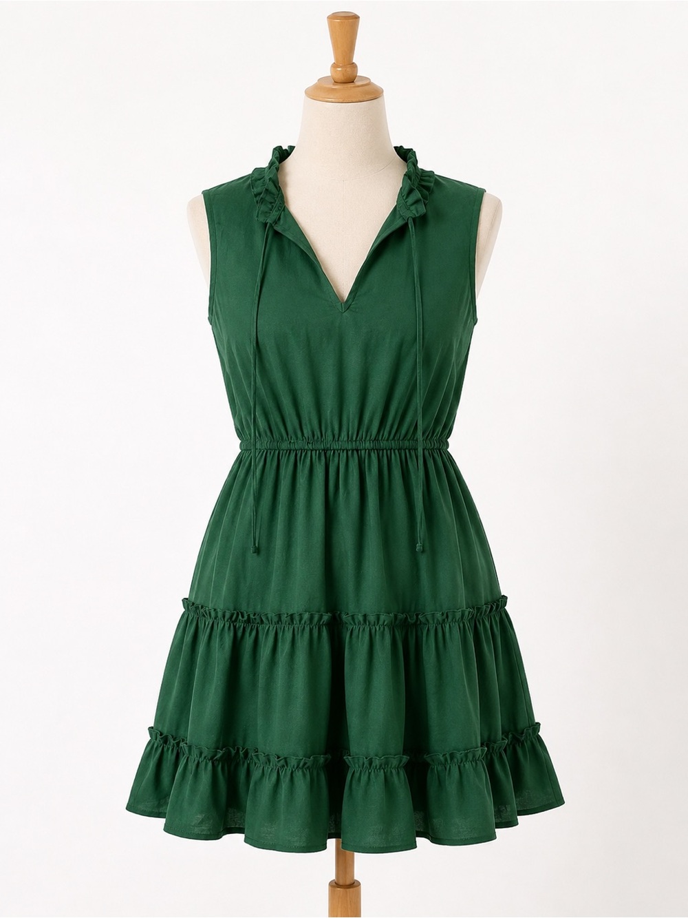 Cupshe Women’s Small Emerald Green Tiered Mini Dress NWT Ruffle Boho
